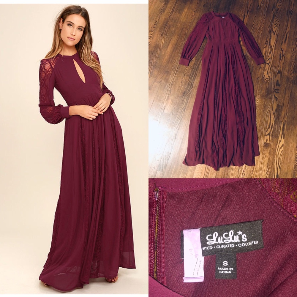 Burgundy Lace Maxi Dress